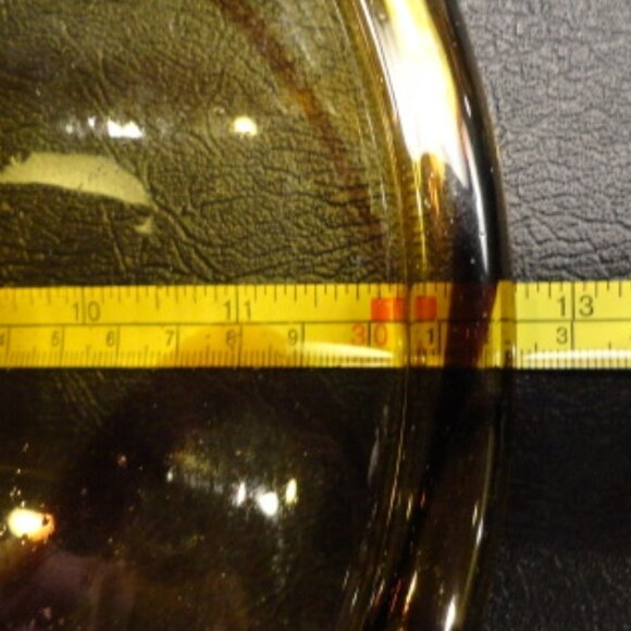 Vintage Art Glass Amber & Brown Optic Swirl Serving Bowl - Picture 5 of 5